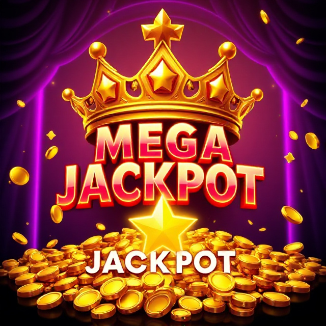 Mega Jackpot Gold progressive jackpot slot game with gold coins and crown