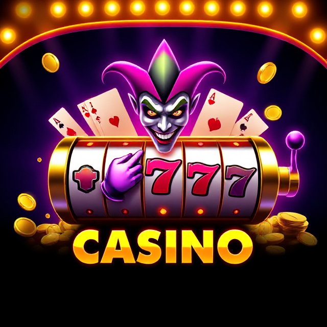 JokerSlots Asean online slots hero banner with glowing joker wild symbol and gold coins